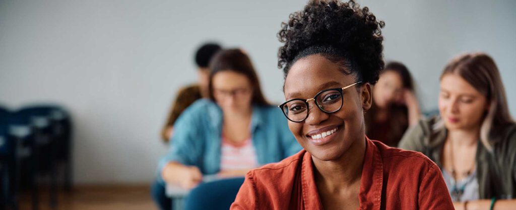 student at desk