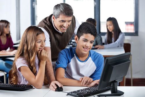 teacher with students